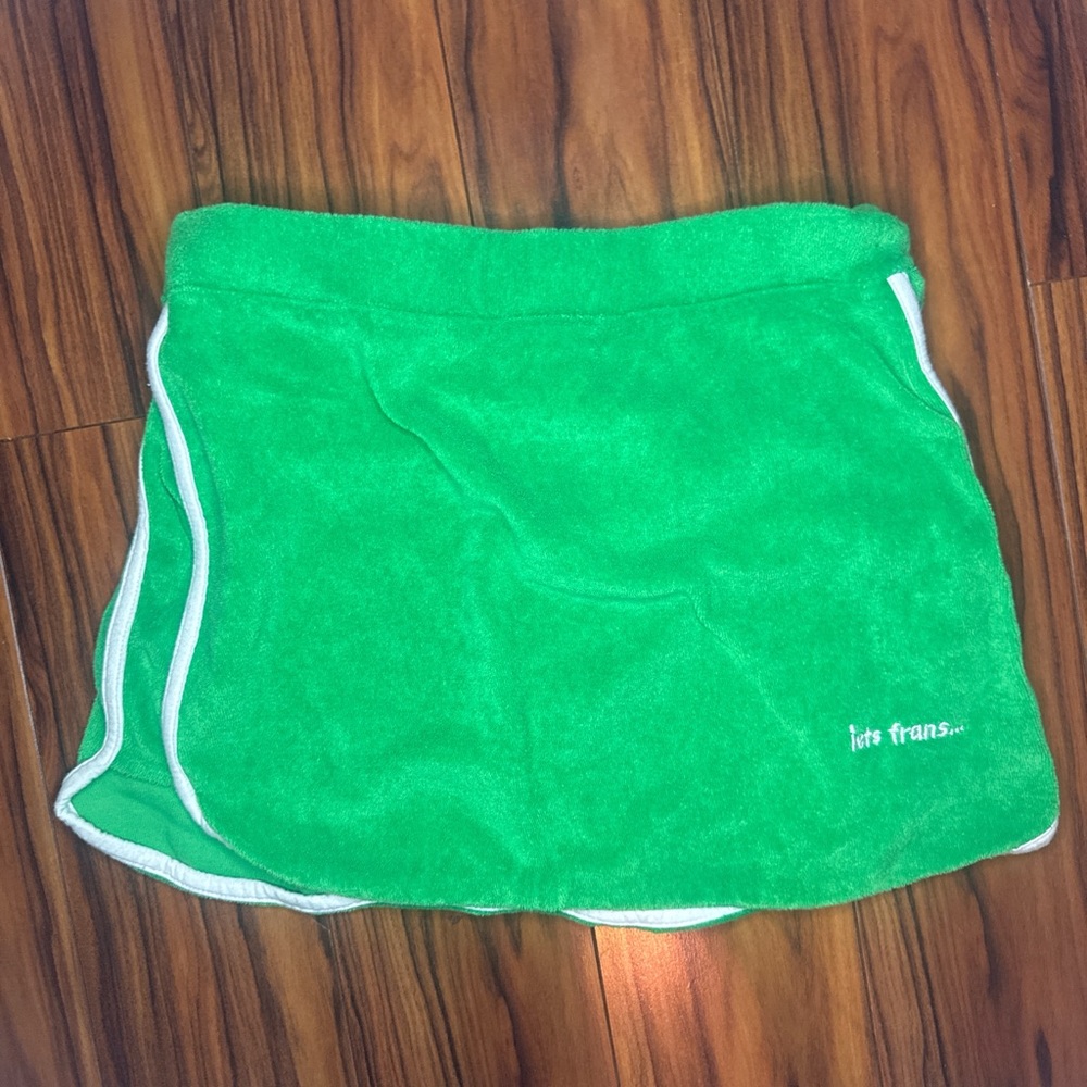 Green Mini Athletic Skirt with White Trim